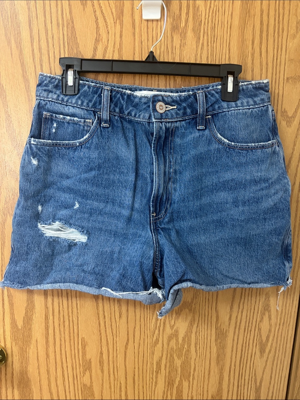Hollister Distressed Blue Denim High-Rise Jean Shorts